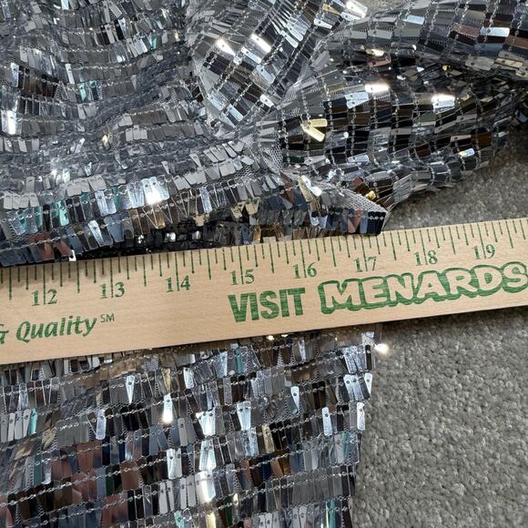 Simon Miller Sequin Sculpty Dress Satellite Silver Satin Maxi Long Sleeve 8 NYE - Picture 13 of 15